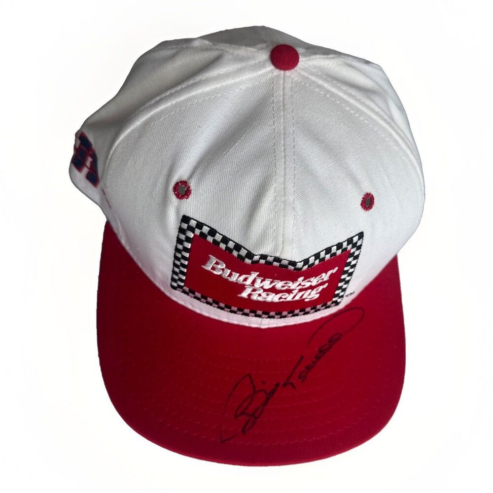 Vintage 90s Budweiser Racing Bill Elliott Signed Hat Snapback NASCAR #11 Cap VTG